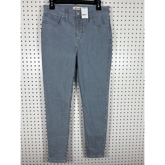 Madewell mid rise 9” skinny railroad stripe jeans size 29 - Picture 1 of 14